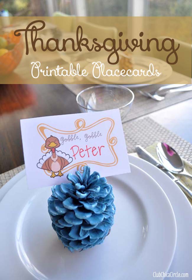 Thanksgiving pine cone free printable placecards