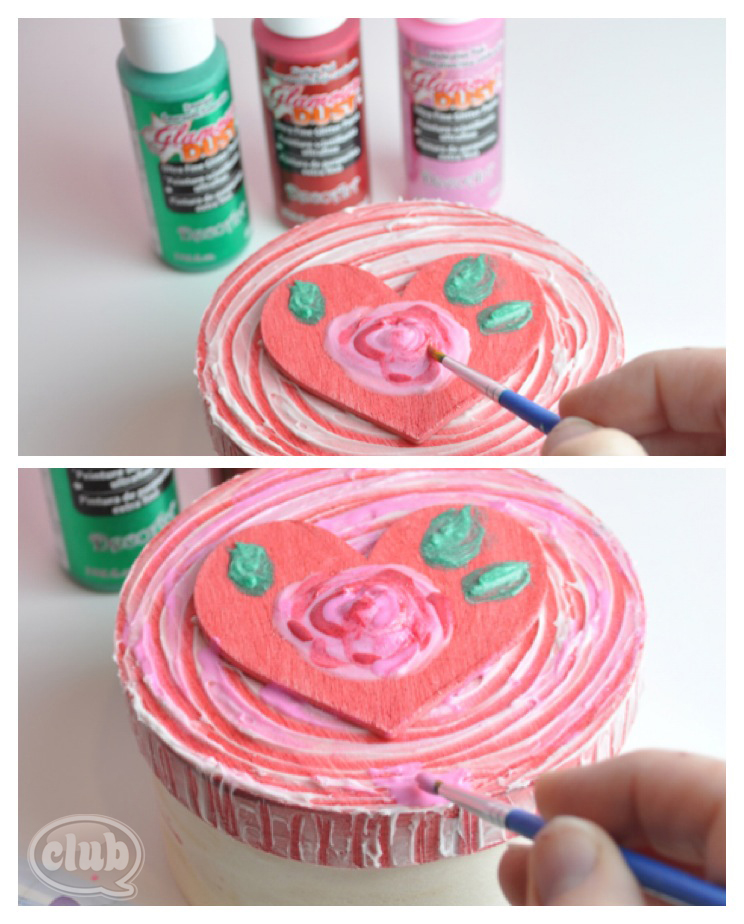 Heart and rose valentines day box painting steps
