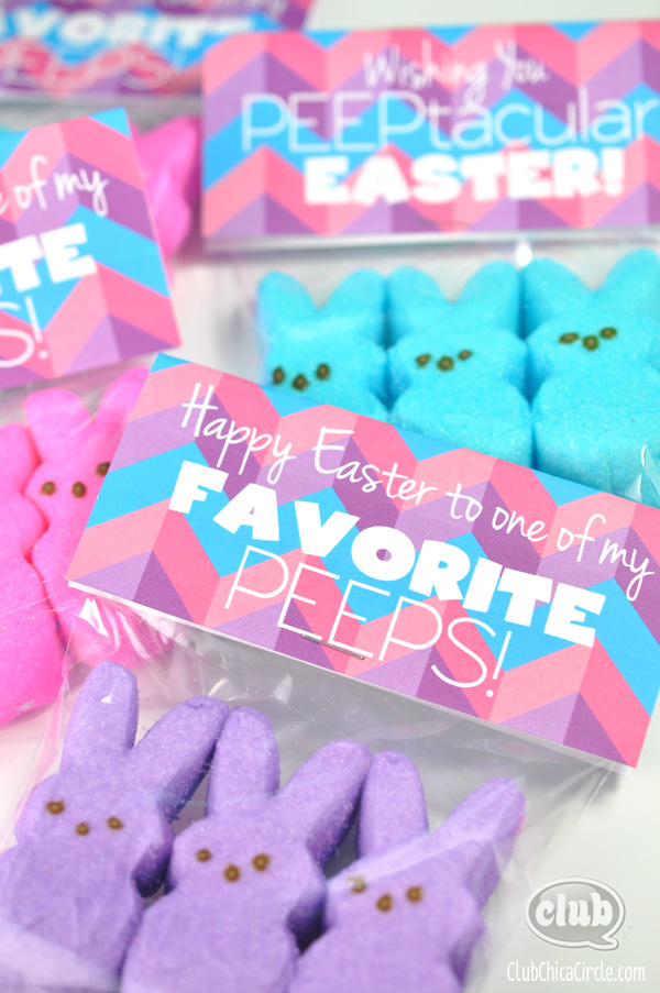 Happy Easter Peeps Treat Bags with Free printable