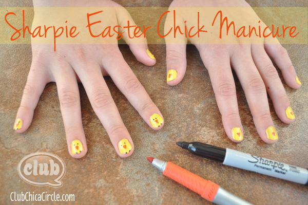 Sharpie Easter Chick Manicure DIY