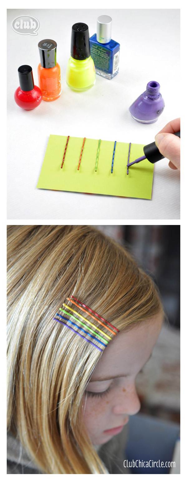 rainbow nail polish painted bobby pins tween fashion copy