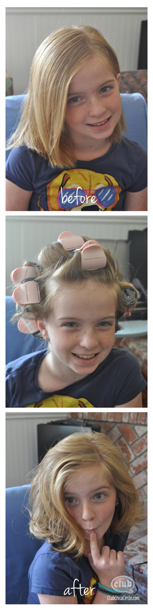 hot rollers before and after on tween girl