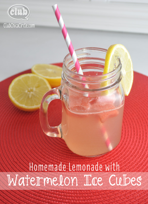 Homemade Lemonade with Watermelon Ice Cubes