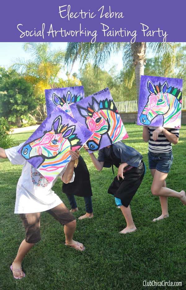 social artworking zebra paintings from tween girls