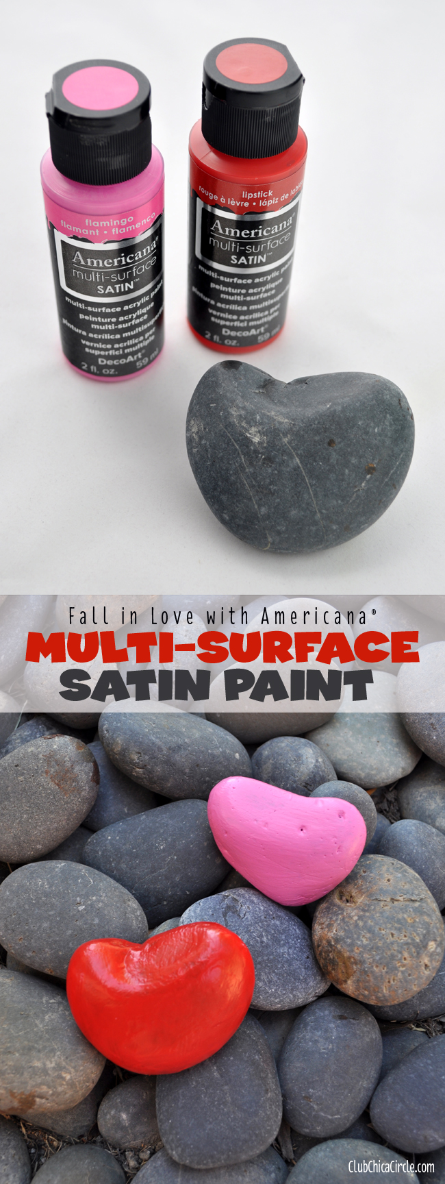 Americana Multi-surface heart shaped painted rocks