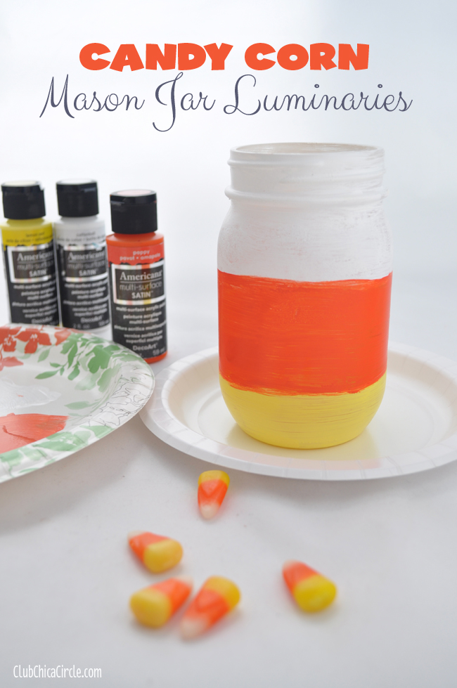 Candy Corn Mason Jar Luminaries DIY