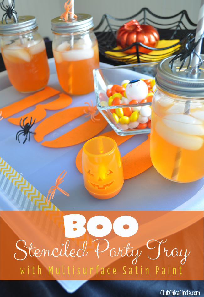 Boo Stenciled Halloween party tray craft