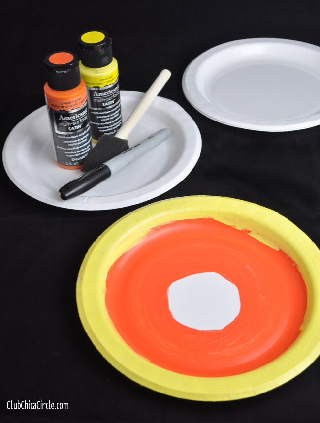 Candy Corn Paper Plate Gift Tag Craft