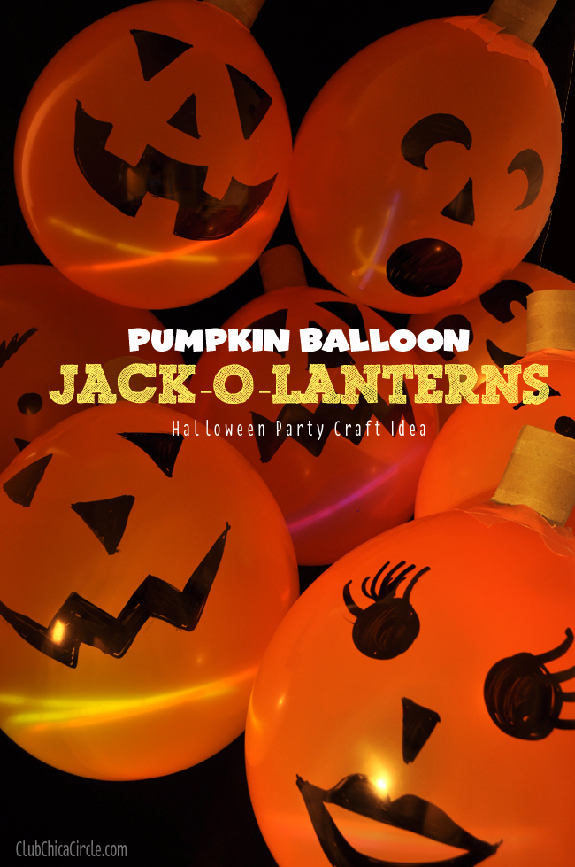 Pumpkin Balloon Jack-o-lanterns with upcycled toilet paper rolls