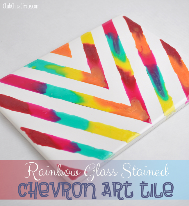Rainbow Chevron Art Tile Home Decor Craft