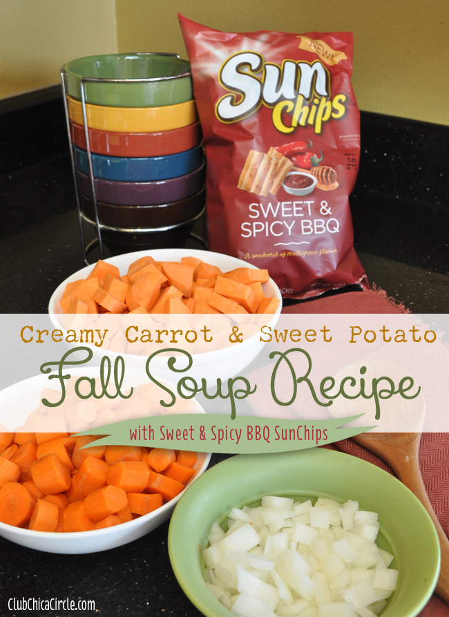 Creamy Carrot and Sweet Potato Soup with SunChips recipe idea