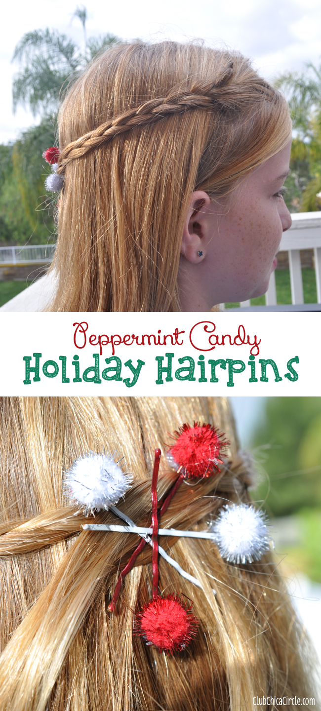 Peppermint Candy Holiday Hairpins for Tween girls
