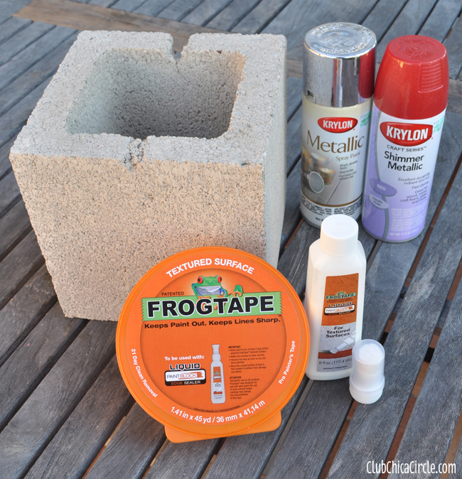 Frog Tape Cement Brick Holiday Craft Idea supplies
