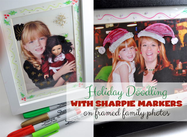 Holiday Doodling with Sharpie Markers on Framed Family Photos