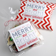 Merry & Bright Holiday Sticker Printable Gift Tags