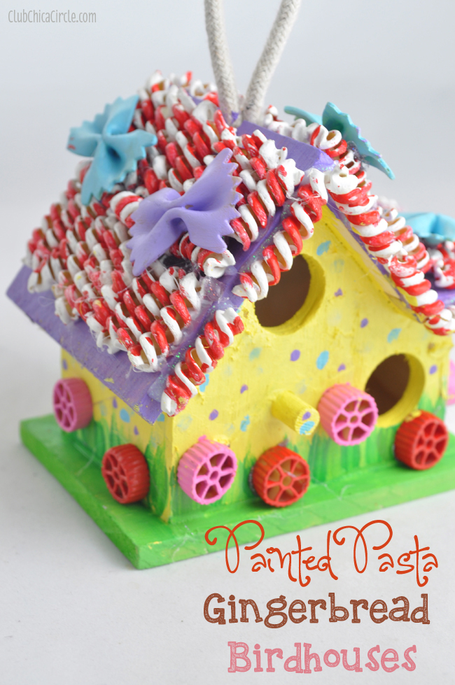 Painted Pasta Gingerbread Birdhouse Holiday Tween Craft