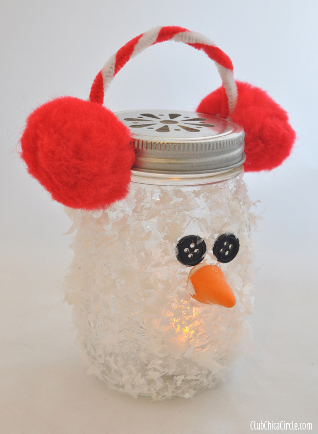 Snowman Mason Jar Luminary Holiday Ornament Craft