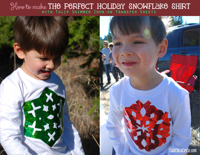 Tulip Fashion Glitter Iron on Snowflake Shirt Family Craft Idea @clubchicacircle