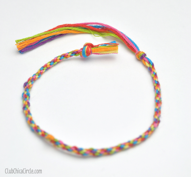 Rainbow friendship bracelet craft idea