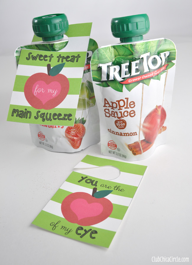Tree Top Apple Sauce Pouches with Free Printable Gift tags