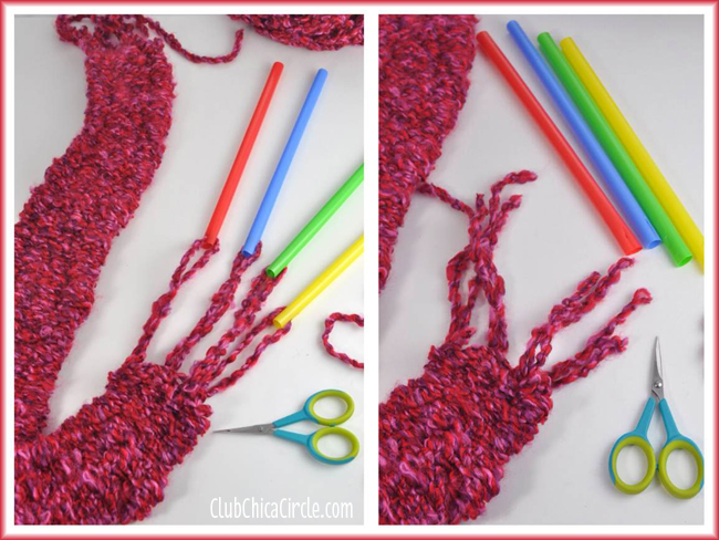 Finishing off your homemade straw knit scarf