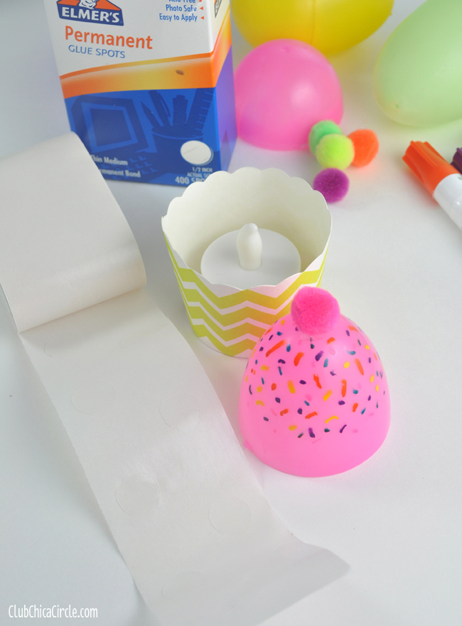 Plastic Egg Glowing Cupcake Craft idea step 2