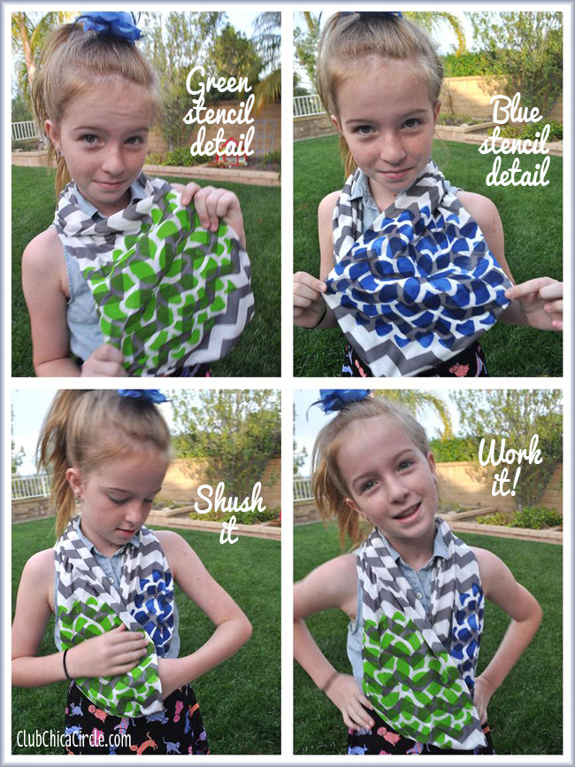 Tween fashion with stenciled homemade infinity scarf