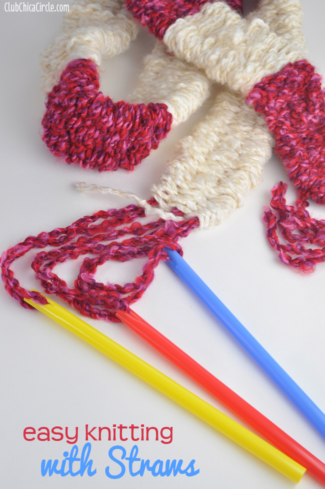 easy knitting DIY with big straws