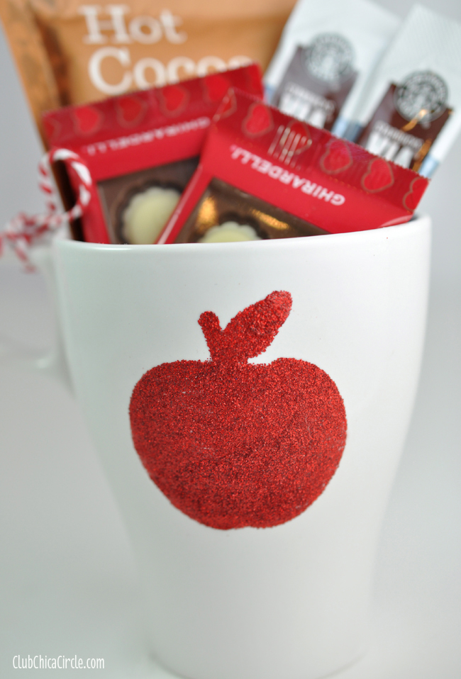 Apple coffee mug glittery craft and gift idea