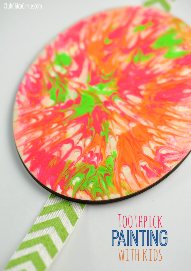 Cool Weekend craft project for kids - toothpick painting DIY
