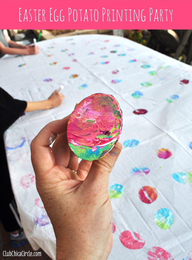 Easter Egg Potato Printing Party with kids