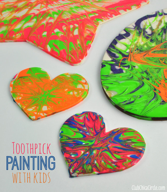 Paint Swirl Toothpick Painted Wood Ornaments