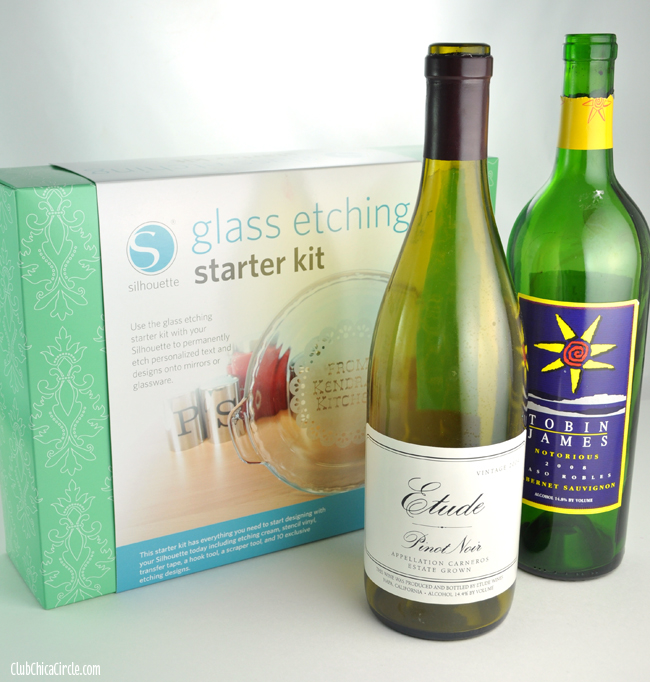 Upcycled Wine Bottle into Candles with Silhouette Glass Etching Starter Kit