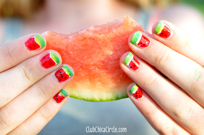 Watermelon Tween Manicure Easy Tutorial copy