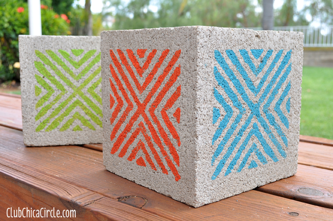 Patio Painted Concrete Block Planters Upcycle craft