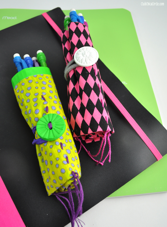 fabric and duct tape pencil roll craft for tweens