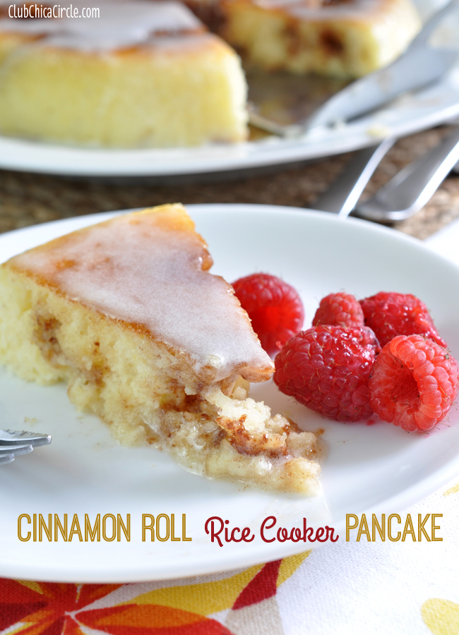 Cinnamon Roll Rice Cooker Pancake with glaze