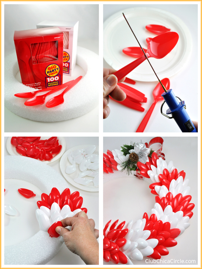 How to make an easy holiday wreath with colorful plastic spoons