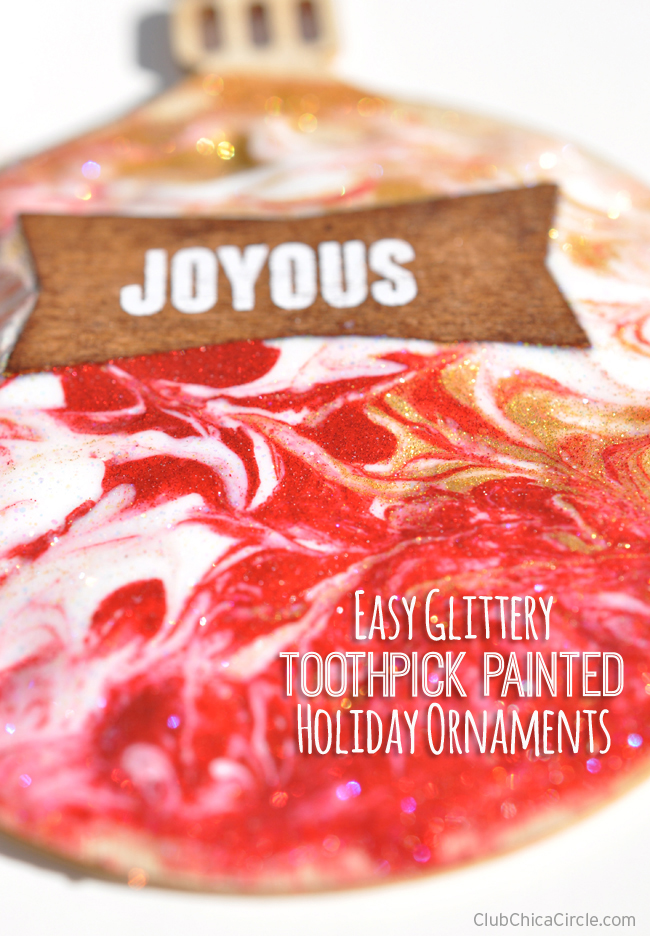 Glittery easy toothpick painted homemade ornaments