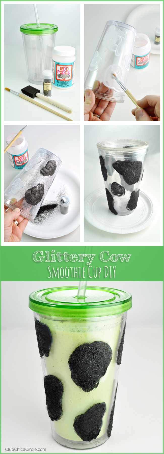 How to Make a Glittery Cow Custom Designed Smootie Cup