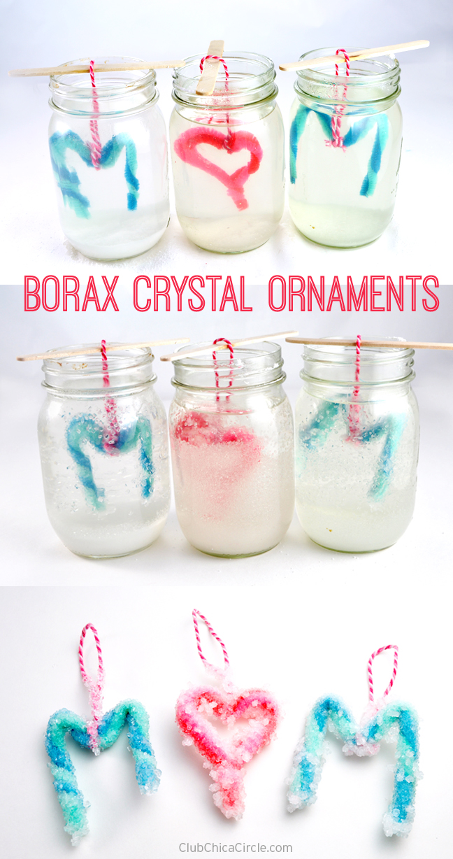 Easy Borax Crystal Ornaments for Mother's Day
