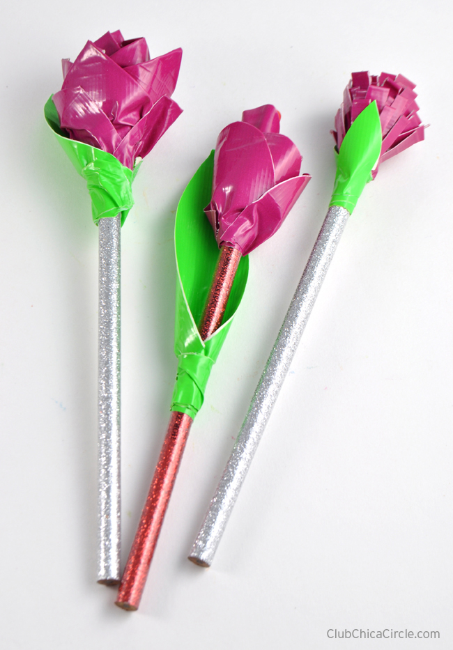 Easy Scented Duck Tape Flower Pencils craft idea