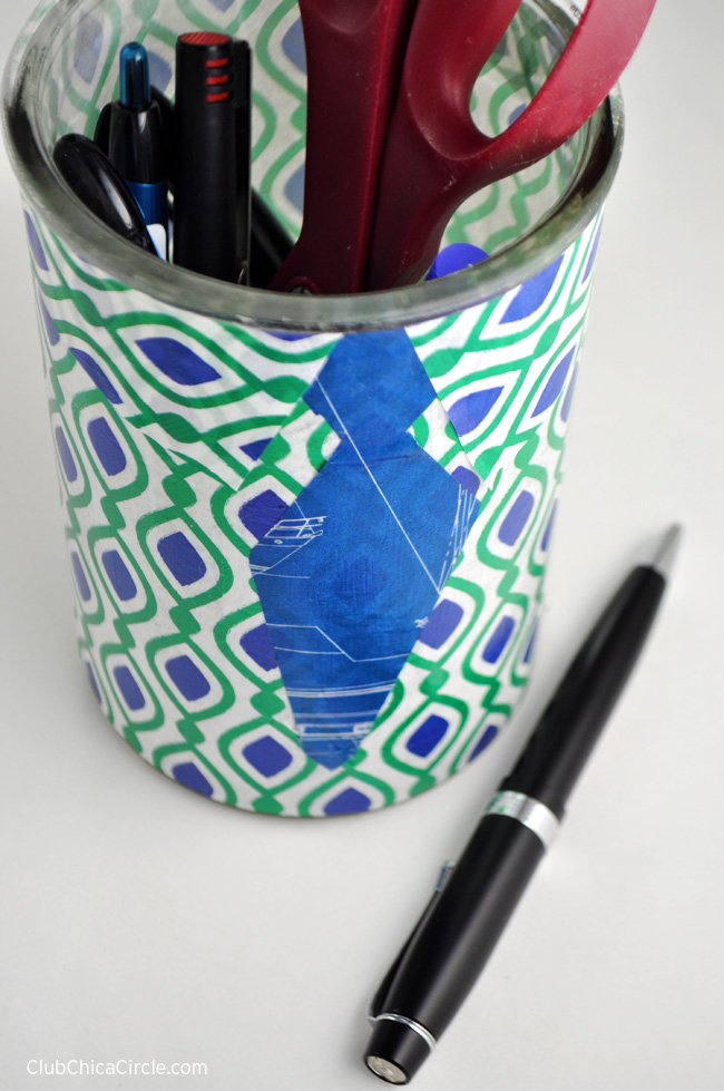 Decoupaged Father's Day Pencil Jar Vase