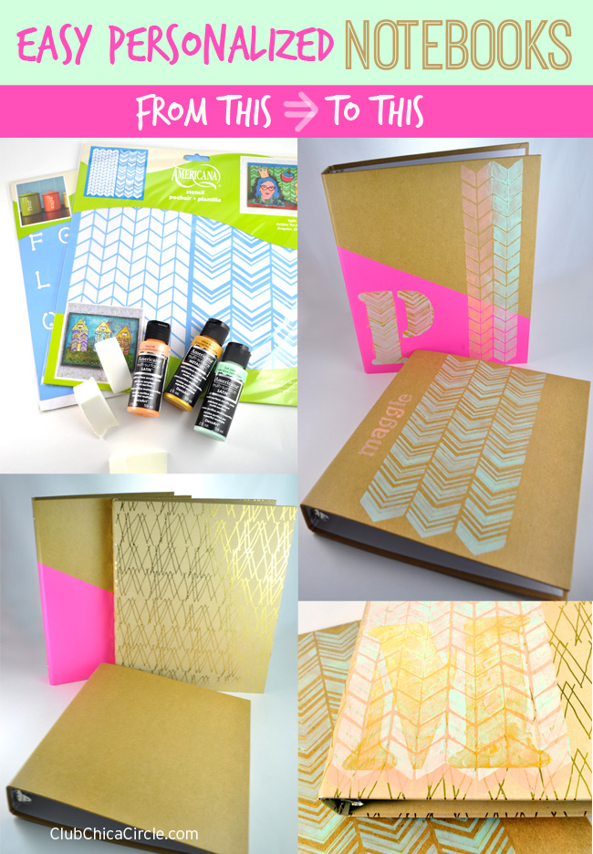 personalized notebook DIYs before and after
