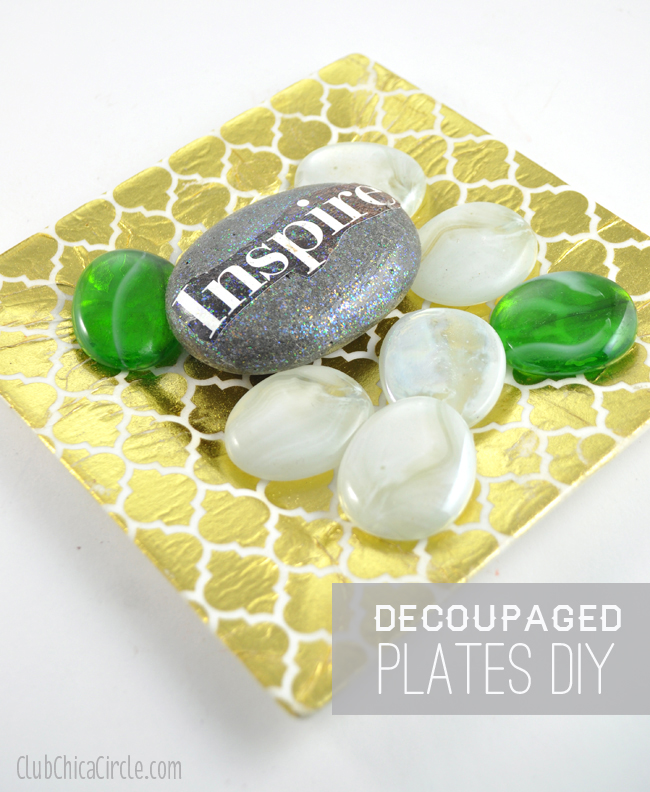decoupage gold plate easy DIY craft idea