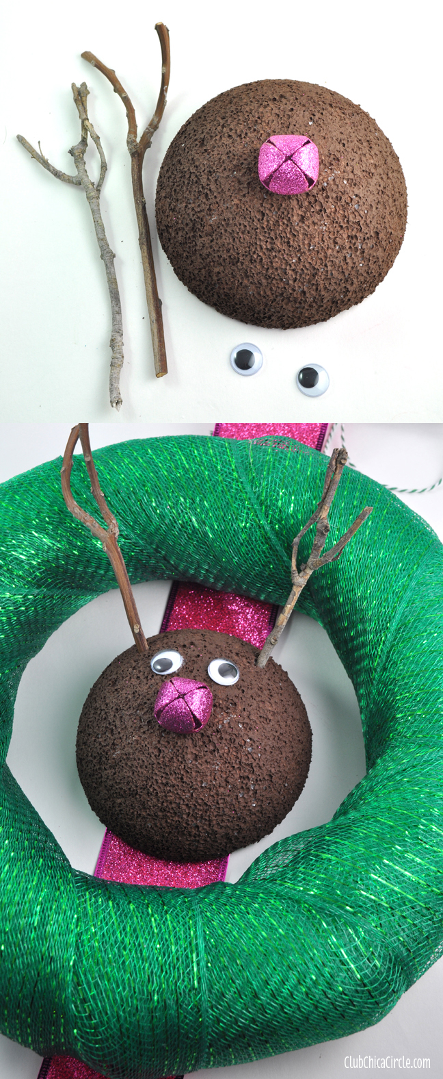 cute homemade reindeer wreath craft idea