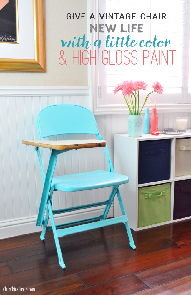 High Gloss Painted Vintage School Chair