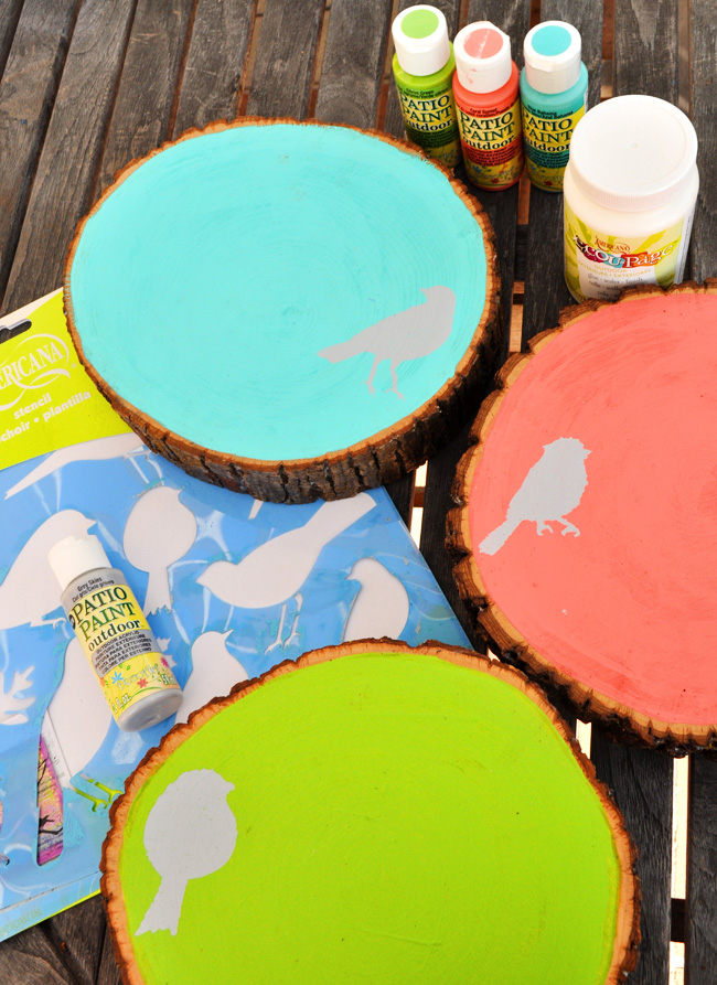 Homemade Bird Bath supplies with wood and vases