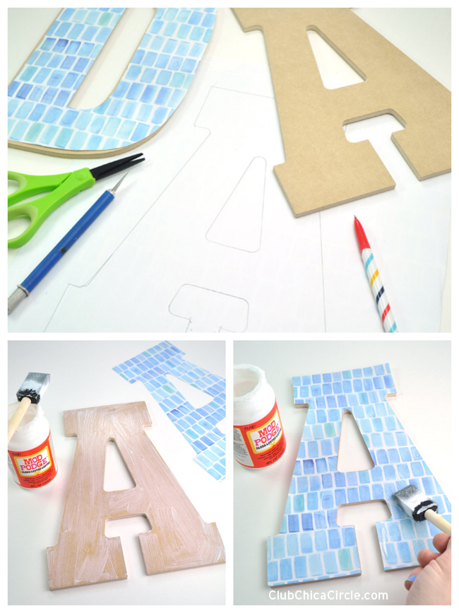 How to Decoupage Large Monogram Letters with Mod Podge