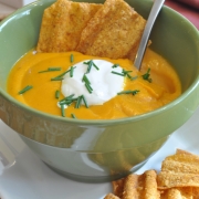 Creamy Carrot and Sweet Potato Soup with Sweet & Spicy BBQ SunChips